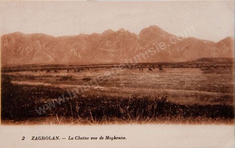 la chaine de Zaghouan vue de Moghrane 1922 - Carte postale ancienne Tunisie