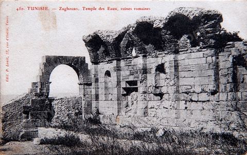 Ruines romaines du Temple des Eaux à Zaghouan 1908 - Carte postale ancienne Tunisie