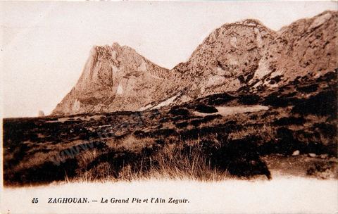 Le Grand Pic et l'Aïn Zeguir à Zaghouan 1922 - Carte postale ancienne Tunisie