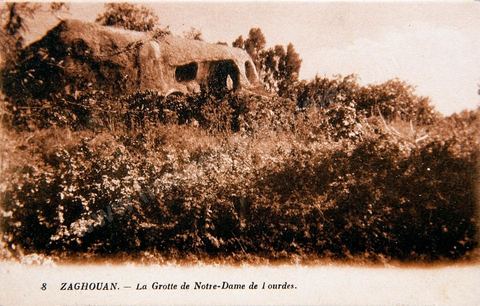 La grotte de Notre Dame de Lourdes à Zaghouan 1922 - Carte postale ancienne Tunisie