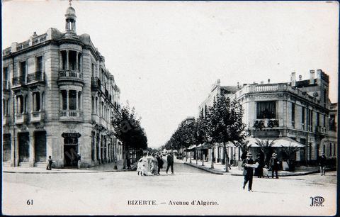 Avenue d'Algérie à Bizerte - Carte postale ancienne Tunisie
