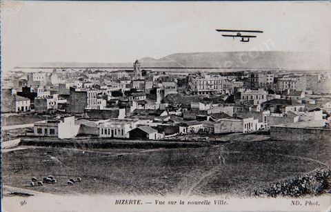 Vue sur la nouvelle ville de Bizerte 1917 - Carte postale ancienne Tunisie