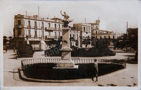 Place du monument Garros à Bizerte 1931 - Carte postale ancienne Tunisie