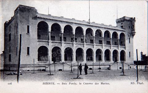 Baie Ponty et la caserne des Marins - Bizerte - Carte postale ancienne Tunisie