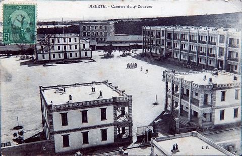 Caserne du 4ème zouaves - Bizerte - 1913 - Carte postale ancienne Tunisie
