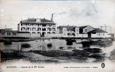 Caserne de la 25ème section - Bizerte - 1916 - Carte postale ancienne Tunisie