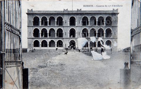 Caserne du 13ème d'artillerie - Bizerte - 1908 - Carte postale ancienne Tunisie