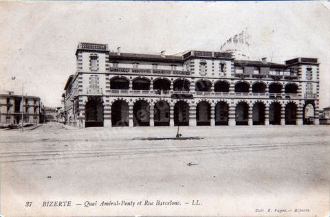 Quai Amiral Ponty et rue Barcelone - Bizerte - Carte postale ancienne Tunisie