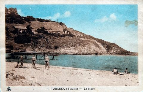 Plage de Tabarka - datée de 1947 - Carte postale ancienne Tunisie