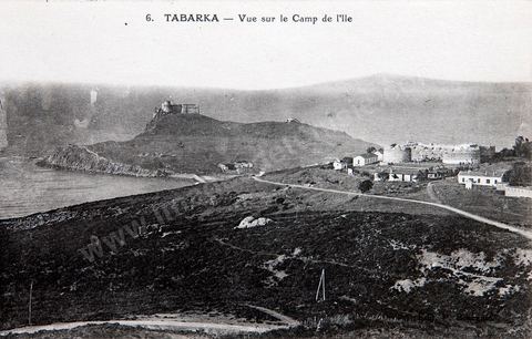 Vue sur le Camp de l'ile - Tabarka - Carte postale ancienne Tunisie