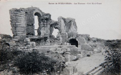 Les grands thermes sur le site archéologique romain de Bulla Regia - Carte postale ancienne Tunisie