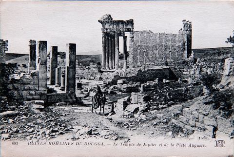 Le temple de Jupiter et de la Piété Auguste - Ruines romaines de Dougga - Carte postale ancienne Tunisie