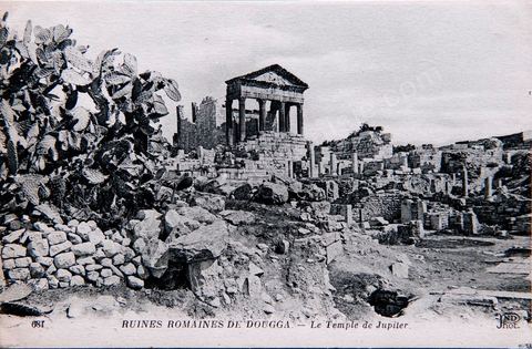 Le Temple de Jupiter - Ruines romaines de Dougga - Carte postale ancienne Tunisie