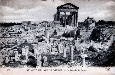 Le Temple de Jupiter - Ruines romaines de Dougga - Carte postale ancienne Tunisie
