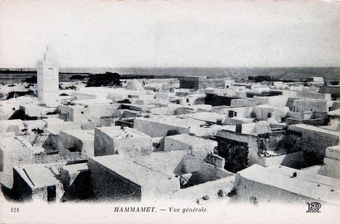 Vue générale sur la medina de Hammamet - Carte postale ancienne Tunisie