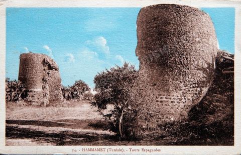 Tours Espagnoles à Hammamet - Carte postale ancienne Tunisie