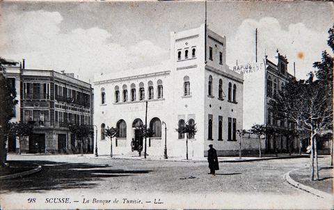 Sousse - La banque de Tunisie - Carte postale ancienne Tunisie