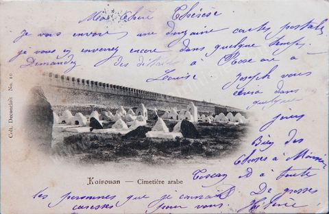 Cimetière devant la Grande mosquée de Kairouan 1904- Carte postale ancienne Tunisie