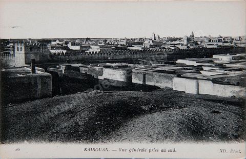 Vue générale de Kairouan prise au sud - Carte postale ancienne Tunisie