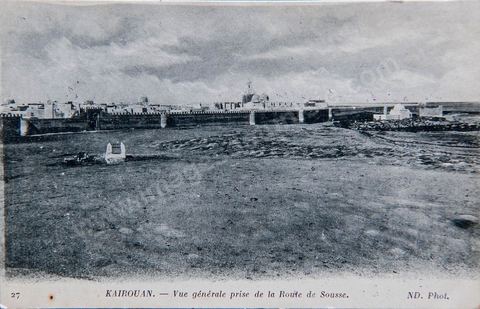Vue générale de Kairouan prise de la route de Sousse 1925 - Carte postale ancienne Tunisie