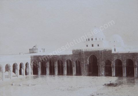 Cour de la Grande Mosquée de Kairouan - Photo ancienne tirage papier original