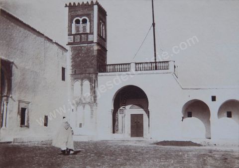 Patio de la mosquée du Barbier à Kairouan - Photo ancienne tirage papier original