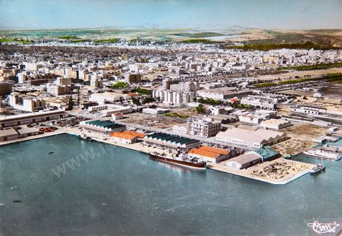 Tunis - Vue aérienne du port 1955- Carte postale ancienne Tunisie