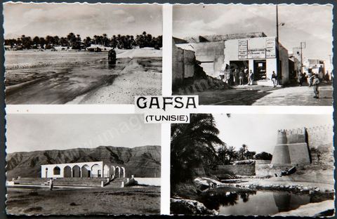 Diverses vues de Gafsa - datée 1957 - Carte postale ancienne Tunisie