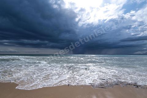 Plage le long des remparts de la medina de Hammamet