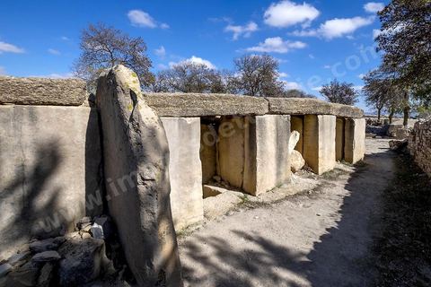 Tombes megalithiques sur le site archéologique de Makthar, vestige de l'antique Mactaris, au centre-ouest de la Tunisie, est situé à Makthar, ville sur la bordure nord de la dorsale tunisienne.Le site est l'un des plus étendus du pays, et une grande partie n'a pas encore fait l'objet de recherches archéologiques. Outre les nombreux vestiges qu'il abrite au sein d'un parc archéologique comme le forum, les thermes, la schola des Juvenes, ... un petit musée présente diverses pièces archéologiques trouvées sur le site.