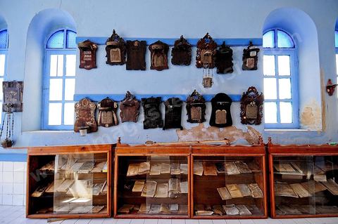 Intérieur de la synagogue du Kef. La synagogue est située dans l'ancien quartier juif du Kef qui comptait l'une des plus importante communauté juive de Tunisie.
