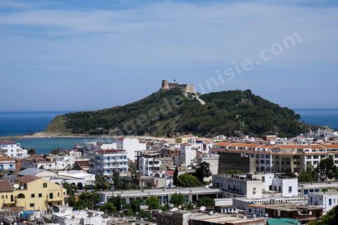 Vue générale sur Tabarka et le fort génois. entre mer et montagnes.