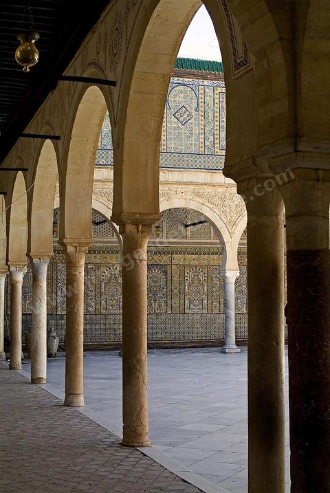Patio de la zaouia sidi sahab ou mosquée du Barbier à Kairouan