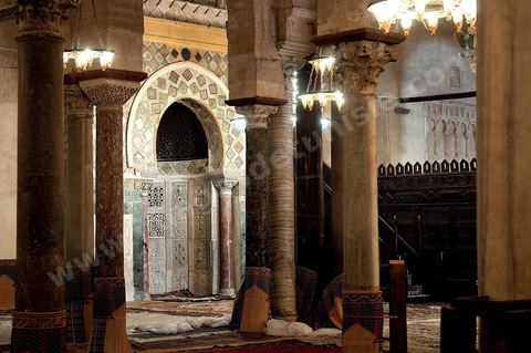 Salle des prières et Mirhab de la salle des prières de la Grande Mosquée de Kairouan