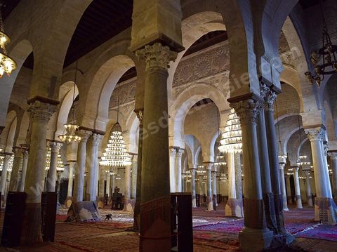 la salle des prières de la Grande Mosquée de Kairouan
