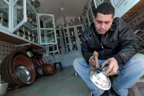 Boutique et atelier de cuivre à Kairouan