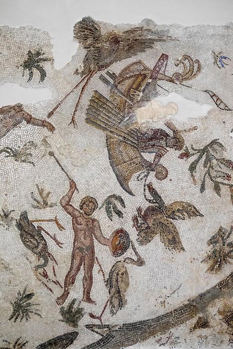Mosaique scène de chasse - musée archéologique de Sousse dans la Kasbah située en haut de la medina de Sousse