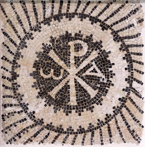 Mosaïque tombale chrétienne IV eme siècle ap J-.C - musée archéologique de Sousse dans la Kasbah située en haut de la medina de Sousse
