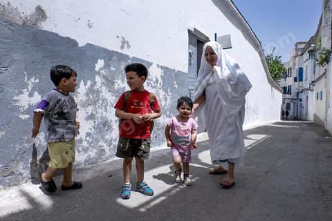 Ruelle dans le quartier de Bab Djedid à Tunis.