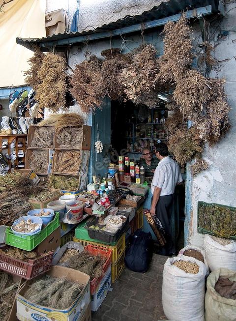 herboriste de la rue des Teinturiers dans la median de Tunis