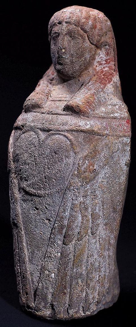 Statuette en terre cuite en forme de canope (H. 15 cm, nécropole de Borj Jedid, Carthage, IVème siècle avant JC, musée de Carthage).