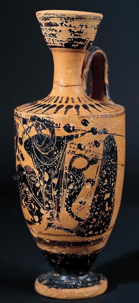 Oenochoé corinthienne ornée d’une scène mythologique (fin du VIIe début du VIe siècle av. J.-C., musée du Bardo - section punique ).