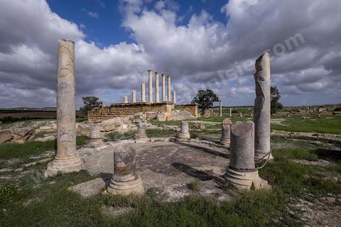 le site archéologique romain de Thuburbo Majus. Thuburbo Majus est située à l'entrée d'El Fahs à 60 km de Tunis, malgré qu’elle soit totalement abandonnée maintenant, elle comptait plus que 10000 habitants au deuxième siècle après J.C. La ville de Thuburbo Majus, existait avant l’arrivée des romains, elle était avant berbère puis carthaginoise. Pendant l’époque romaine, cette cité a connu une prospérité surtout en 128 quand elle reçut le statut de municipe suite à la visite de l’empereur Hadrien. La plupart des monuments de la cité datent de la moitié du 2ème siècle.Seuls 7 Ha sur les 40 Ha ont été fouillés, les trois portes de la ville indiquent son gigantisme.